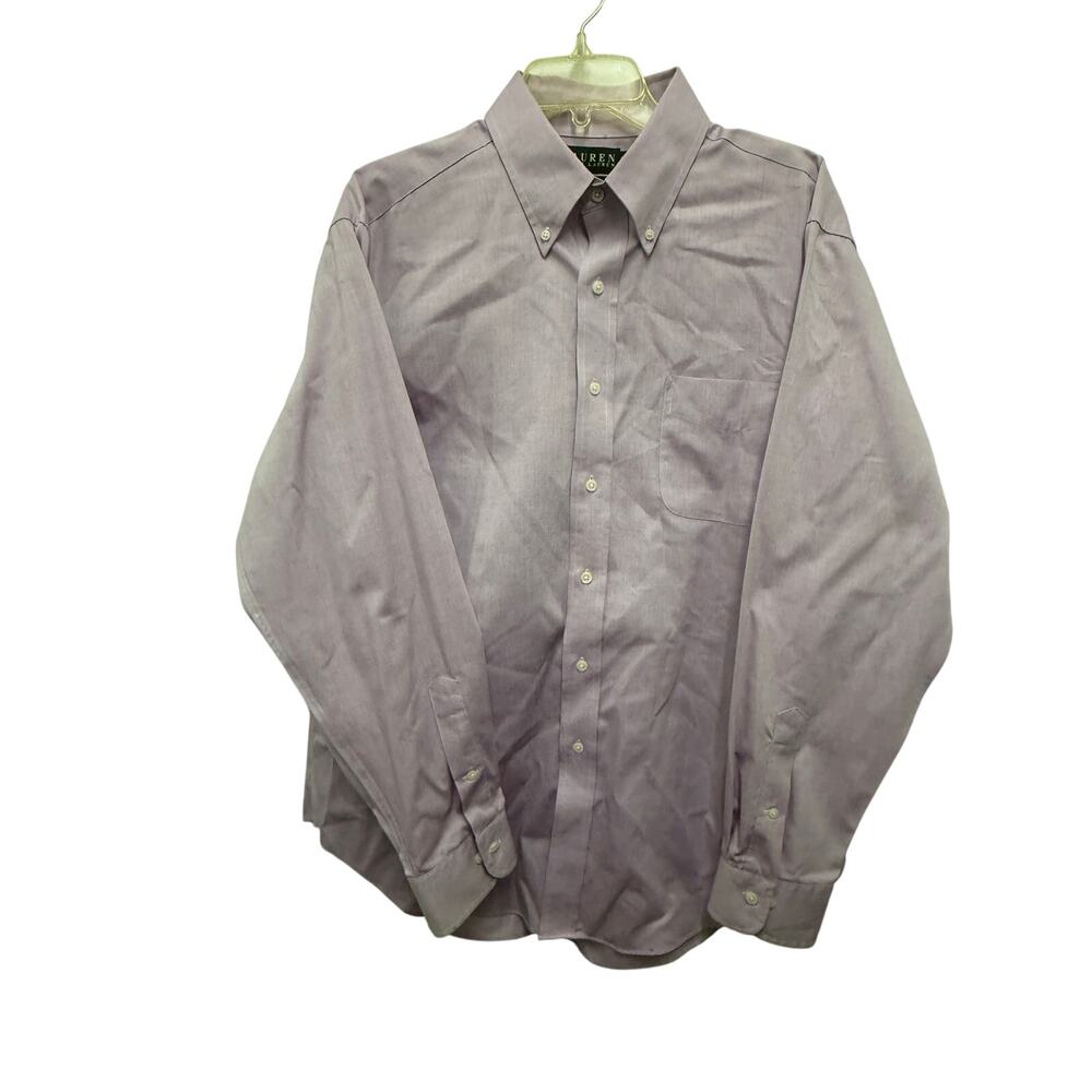 Polo Ralph Lauren Button Down Mens 16 1/2 34/35 Lavender Purple no iron Preppy
